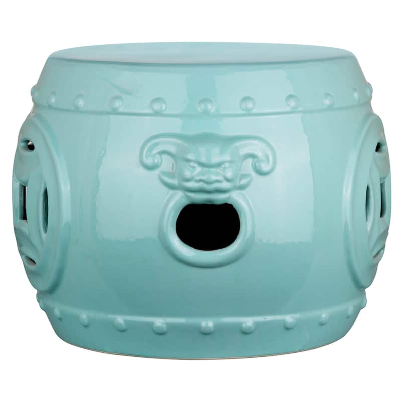 SAFAVIEH Noelly Double Coin Antique White Ceramic Decorative Garden Stool