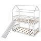 preview thumbnail 22 of 23, Modern Roof Design Twin over Twin Solid Pine Wood Bunk Bed with Full Length Guardrail, Side Ladder and Slide