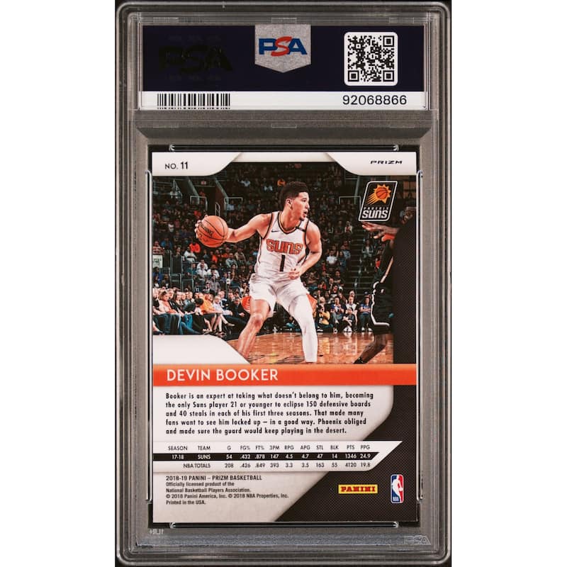 Devin Booker 2018 Panini Silver Prizm Basketball Card #11 Graded PSA 10 - 8'6" x 11'6"