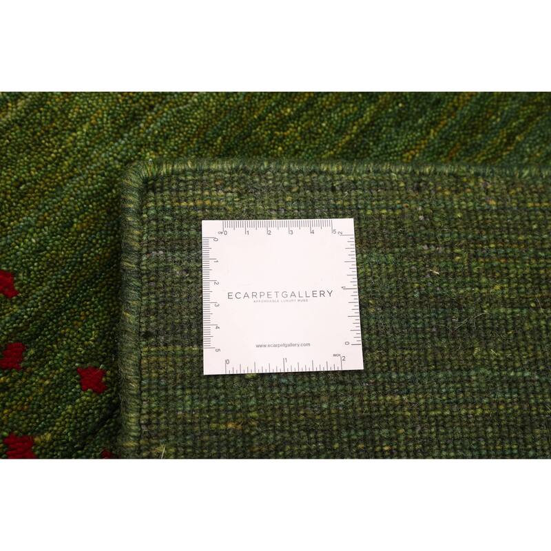 ECARPETGALLERY Hand Loomed Kashkuli Gabbeh Green Wool Rug - 5'0 x 7'11