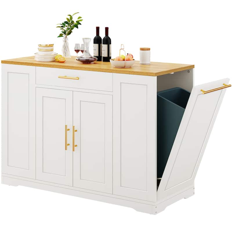 Moasis 53" Large Rolling Kitchen Island Storage Cabinet Portable Mobile Cart - White
