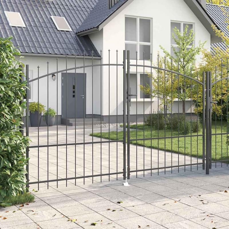 vidaXL Garden Gate with Lock Gray Steel