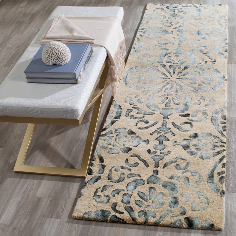 SAFAVIEH Handmade Dip Dye Stas Watercolor Vintage Boho Wool - 2' 3" x 8' - Camel/Grey - Runner