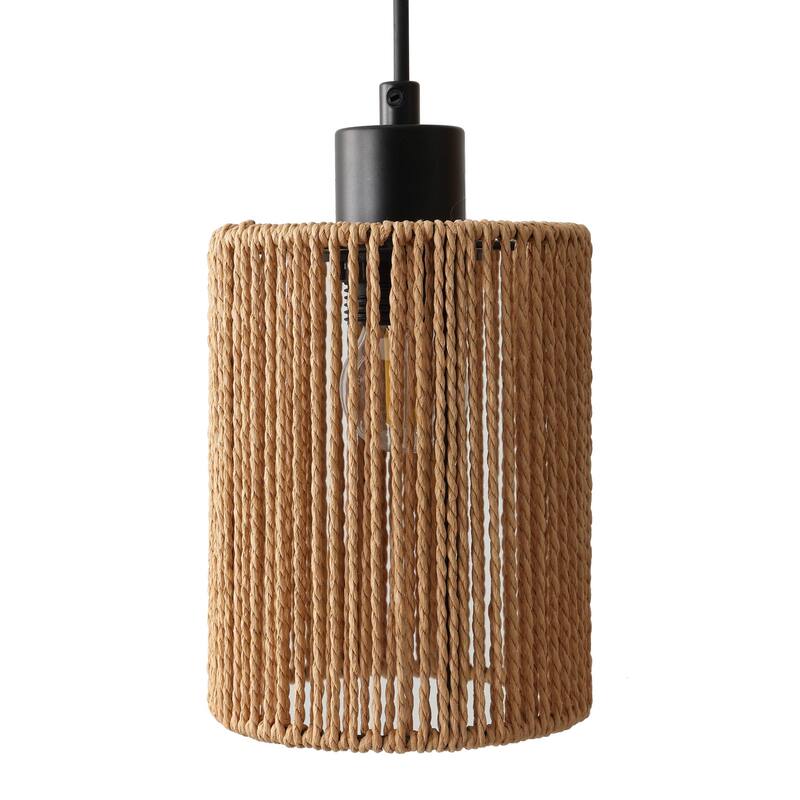 Floor Lamp Traditional Black 69" 3-Light Hemp Shades