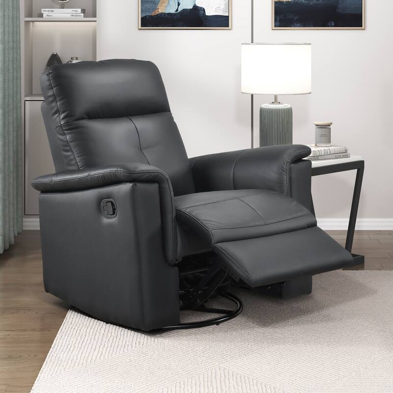 Monte 35.5" Leather Swivel Glider Manual Recliner - 360-Degree Swivel