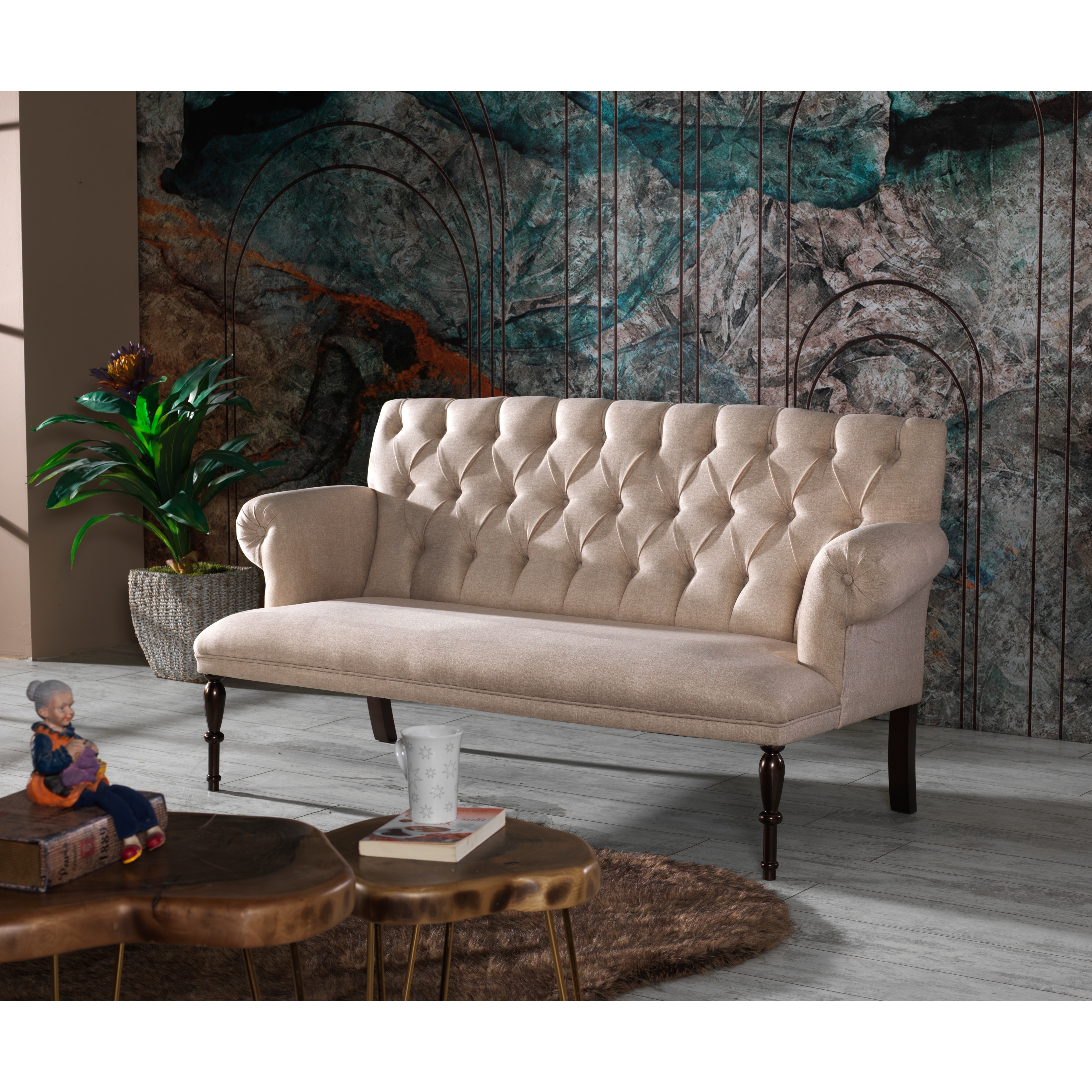 Tufted hotsell microfiber sofa