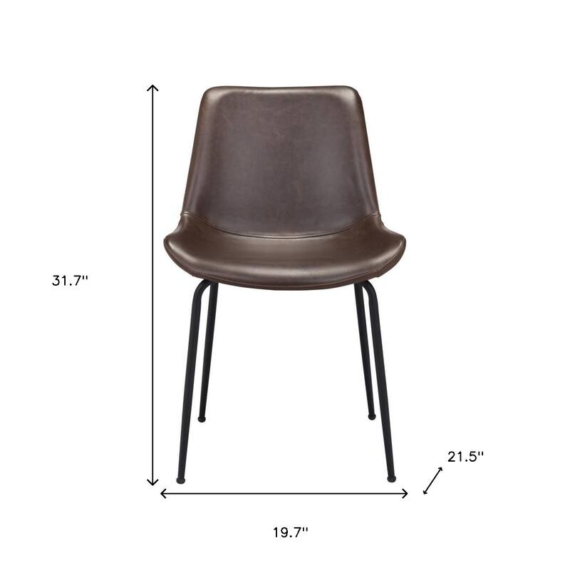 HomeRoots Set of Two Brown And Black Upholstered Faux Leather Dining Side Chairs - 19.7