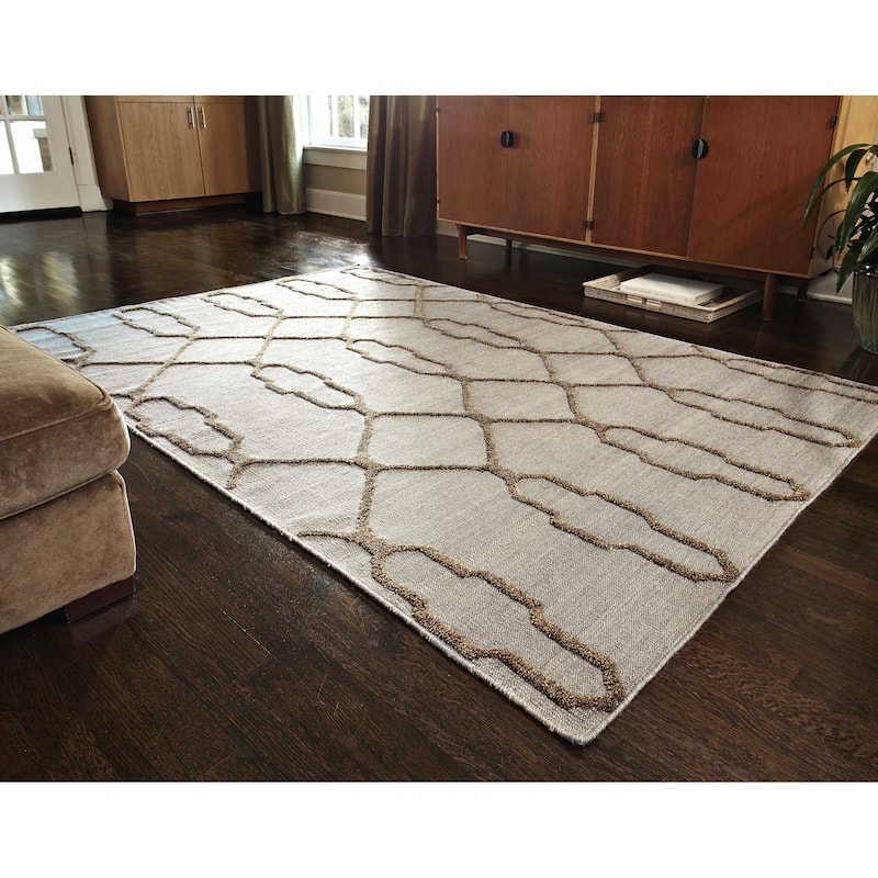 Alexander Home Lennon Moroccan Hand-Woven 100% Wool Slate Rug - 5' x 7'6" - Slate - Rectangle