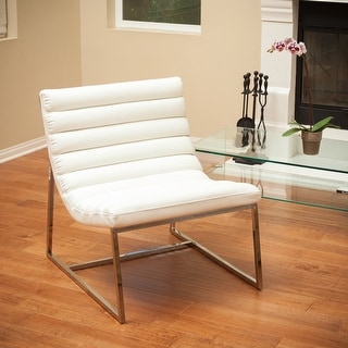 Parisian White Leather Sofa Chair by Christopher Knight Home ...