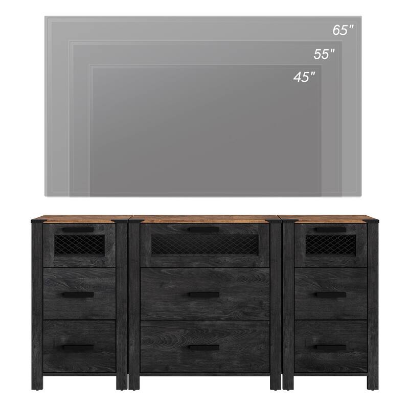 WAMPAT TV Stand with 9 Drawers, Dresser Cabinet with Storage Organizer Units ,Chest Tower with Mesh Door - 1 Pack