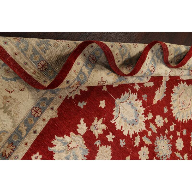 Vegetable Dye Floral Ziegler Oriental Wool Area Rug Handmade Carpet - 10'1" x 13'8"