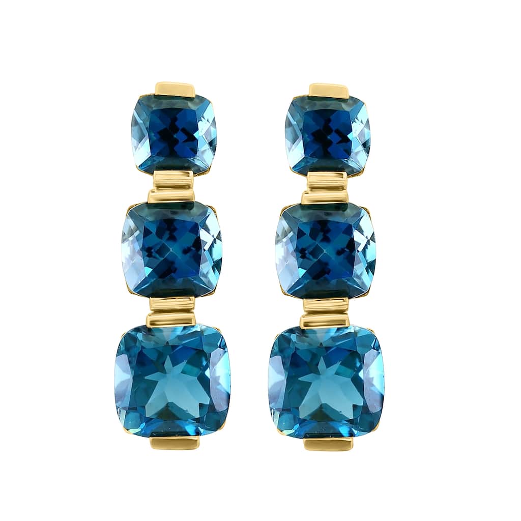 EFFY 14K Yellow Gold London Blue Topaz Drop Earrings