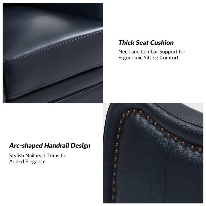 Franco Modern Genuine Leather Swivel Rocker Recliner with Nailhead Trims by HULALA HOME