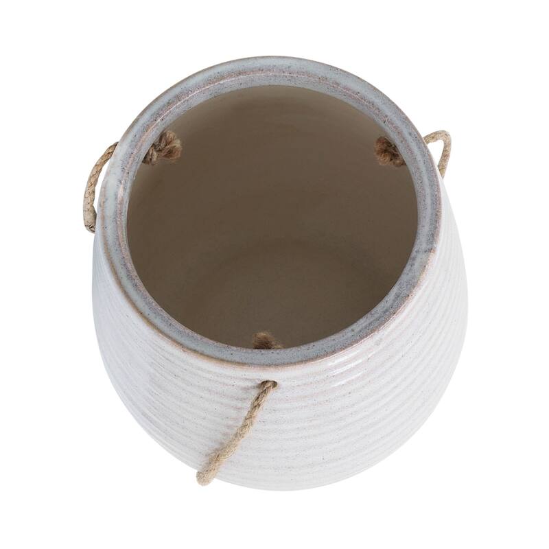 Sagebrook Home Neutral Textured Ceramic Hanging Planter