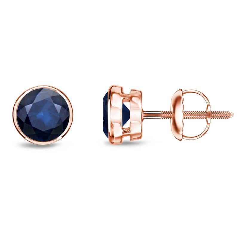 Auriya 14k Gold Bezel-set Sapphire Stud Earrings 3/4ctw - Rose