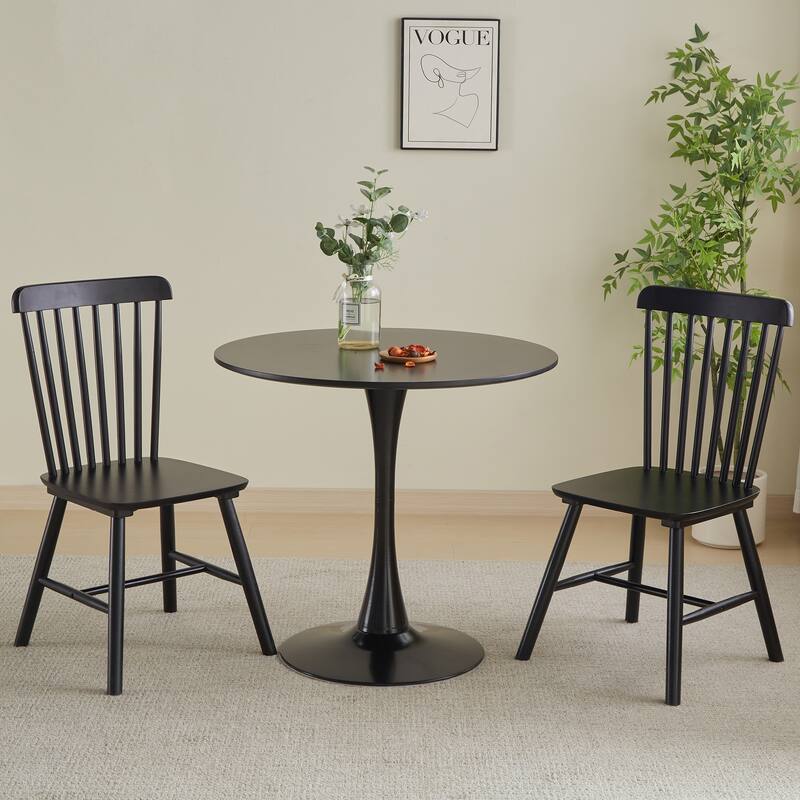Round Dining table Modern kitchen table 31.5-inch tulip design with pedestal, medieval casual table seating 2 to 4 people