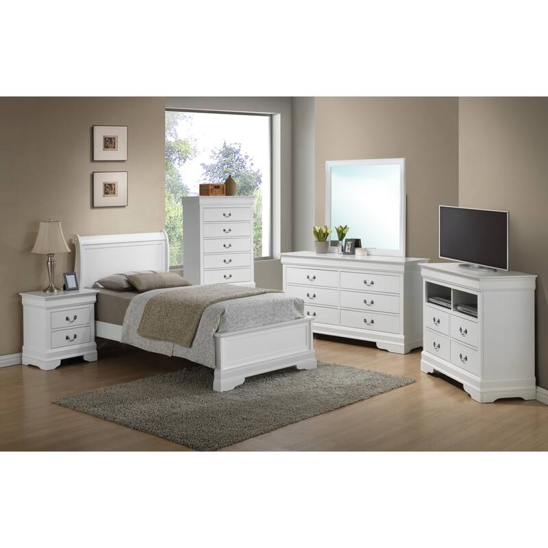 Twin Size Particle Board Sleigh Bed with Wood Veneer Trim and Slat Kit Compatibility