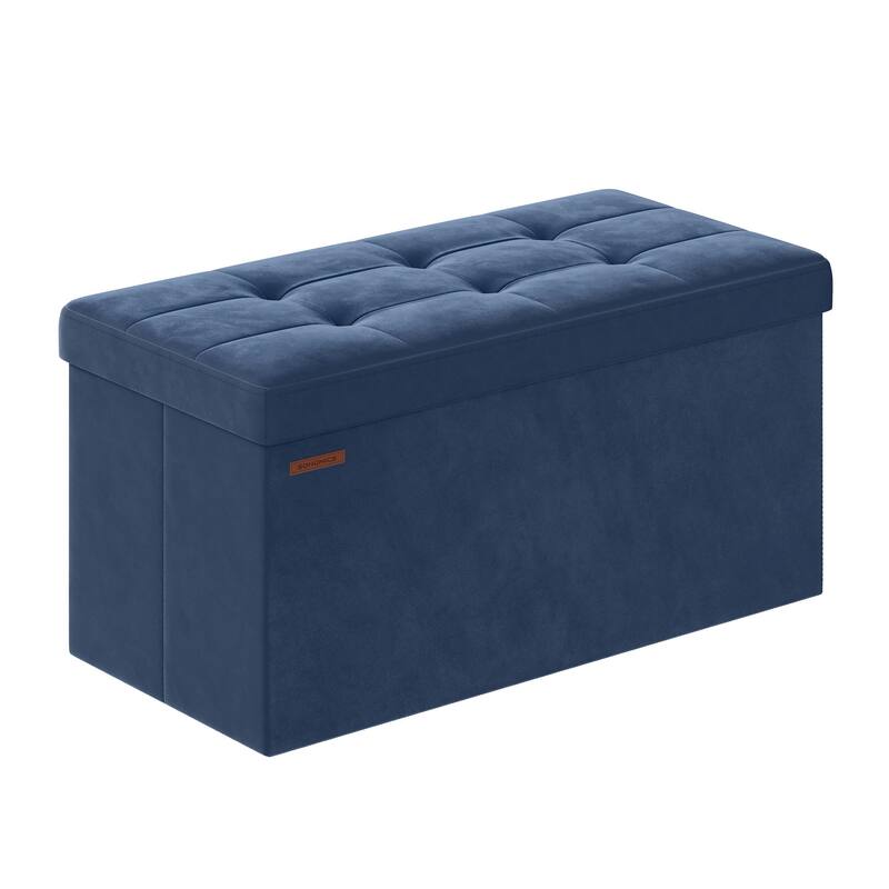 Storage Ottoman, Foldable Velvet Storage Bench, 2 Extra Storage Boxes, 15 x 30 x 15 Inches, 660 lb Load Capacity, for Entryway