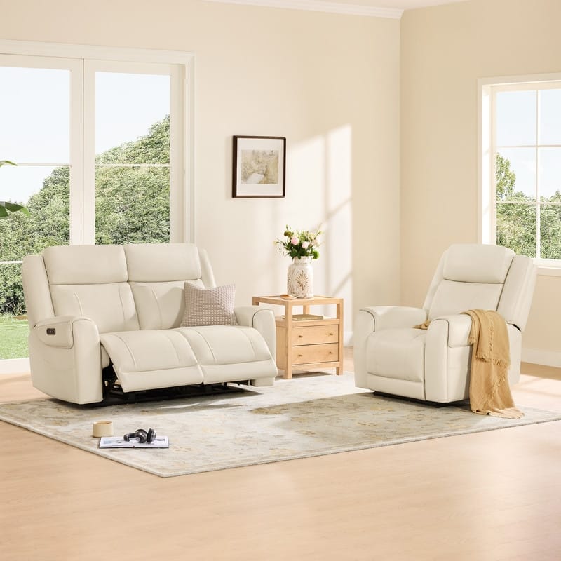 Spruce & Spring Leo Power Wall Hugger Reclining Sofa with Multi-Function Console