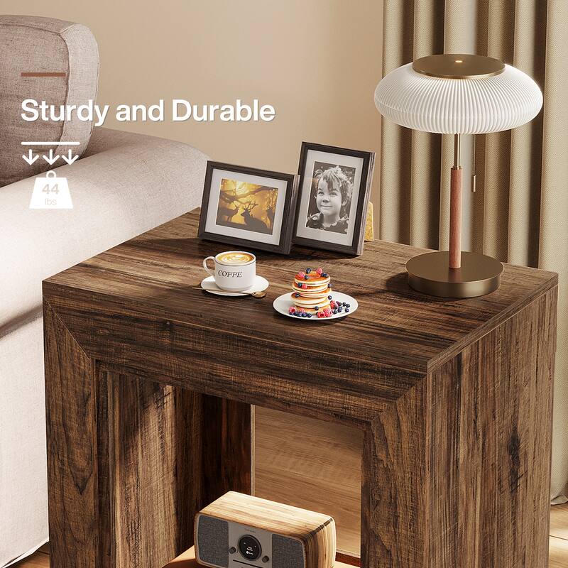 End Table, Side Table with Storage Shelf, Nightstand Bedside Table for Bedroom, Living Room, Entryway
