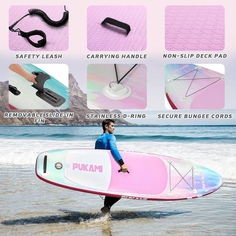 BOSSIN Inflatable Paddle Board for Adults,10.6' Stand Up Paddle Board with Premium SUP Accessories & Carry Bag,Paddle,Pump,Leash