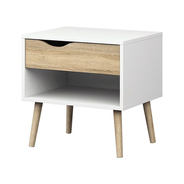 Shop Modern Mid Century Style End Table Nightstand In White Oak Finish On Sale Overstock 29083724