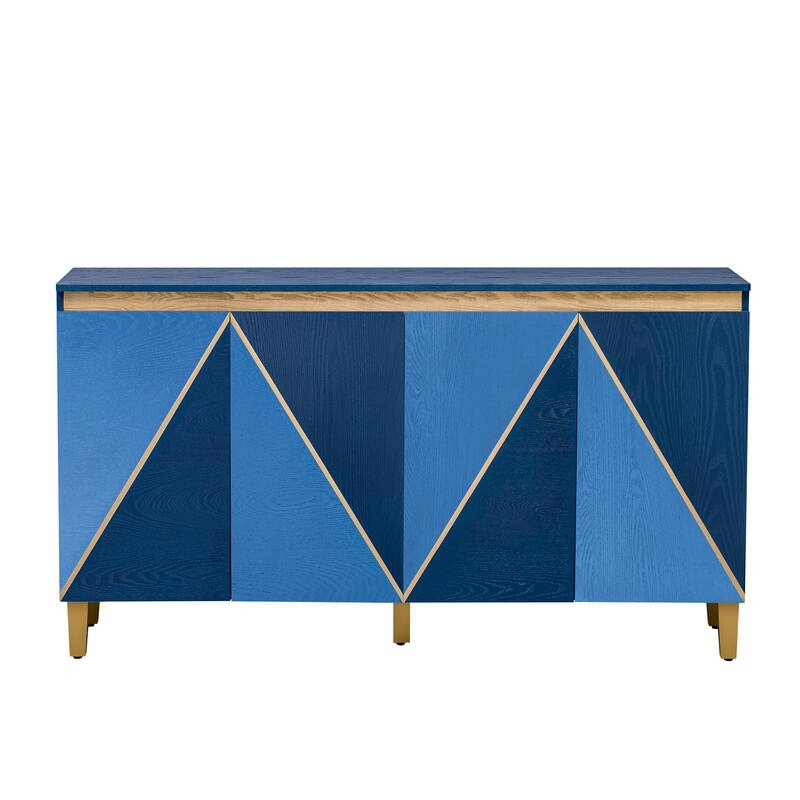 60" Retro Buffet Cabinet - 4-Door Vintage Sideboard with Adjustable Shelves for Dining/Living Room