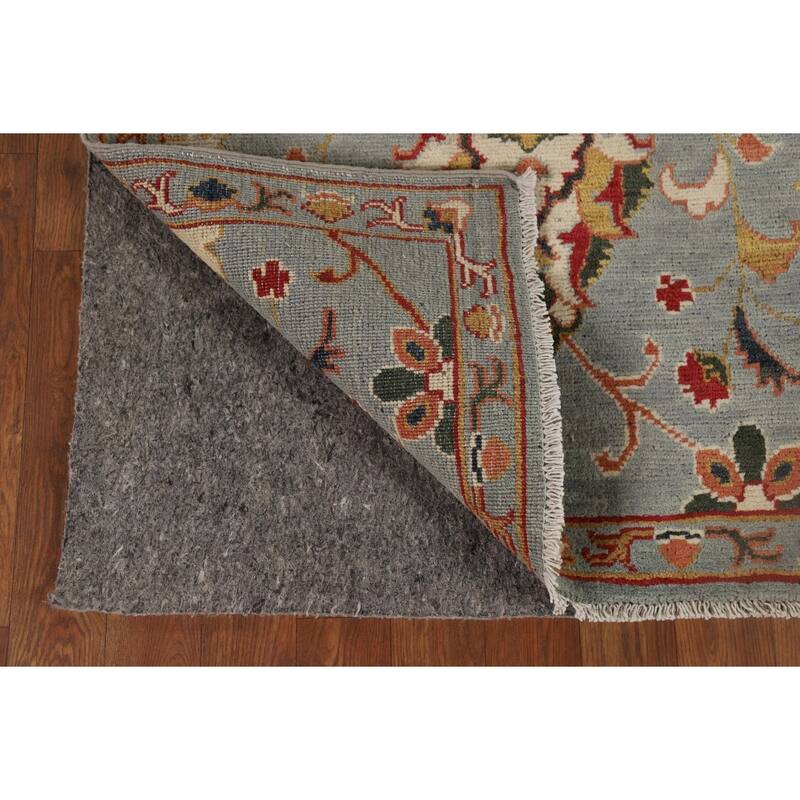 Light Blue Oushak Oriental Runner Rug Handmade Wool Carpet - 2'9" x 10'5"