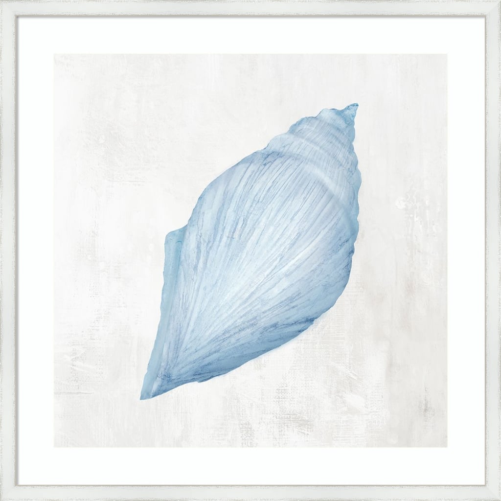Light Blue Seashell No. 2 by Hannah Dawson Wood Framed Wall Art Print