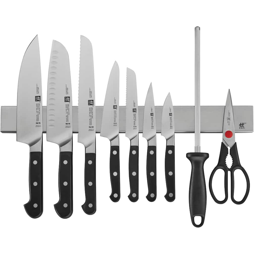 ZWILLING Pro 10-pc Knife Set With 17.5-inch Stainless Magnetic Knife Bar - Black