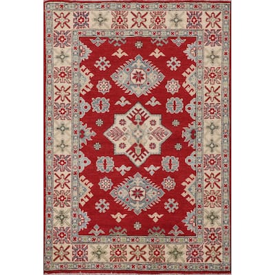 Kazak Accent Rug Hand-Knotted Traditional Oriental Wool Carpet - 3'6"x 4'11"