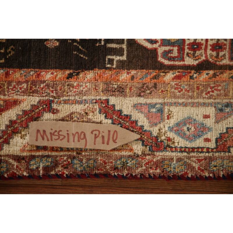 Geometric Shiraz Persian Antique Area Rug Hand-knotted Wool Carpet - 4'10"x 7'10"