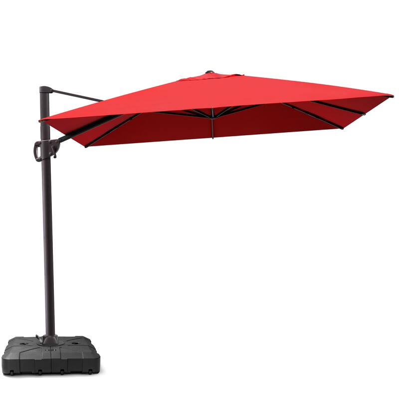 Outdoor 9 x 10.5 FT Patio Umbrella Cantilever-Offset Umbrella with Weighted Base - Red