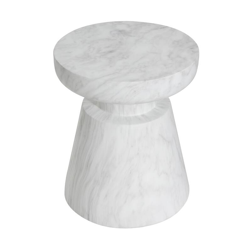 Outdoor Ponti Travertine Side Table, White - 15.65