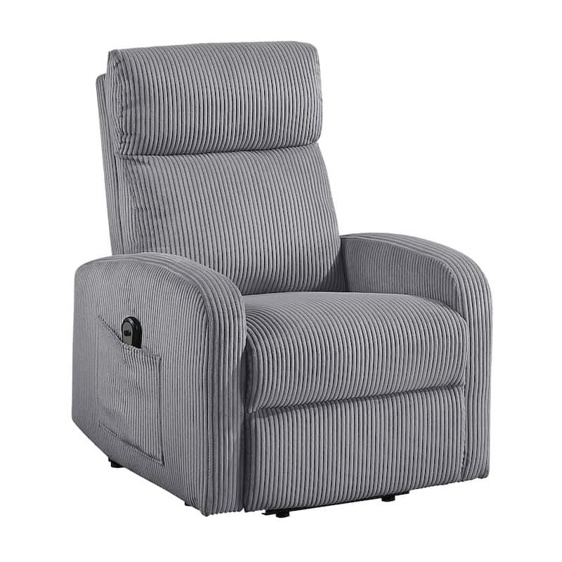 Covelo Corduroy Reclining Chair - Dark Gray (Power Lift)