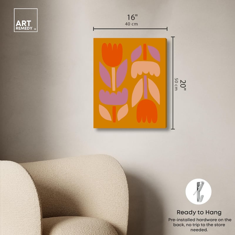 Tulips in Ochre Land Canvas by Art Remedy, Gallery Wrapped
