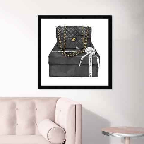 Oliver Gal 'Boxed Beauty' Fashion and Glam Wall Art Framed Print Handbags - Black, Gold
