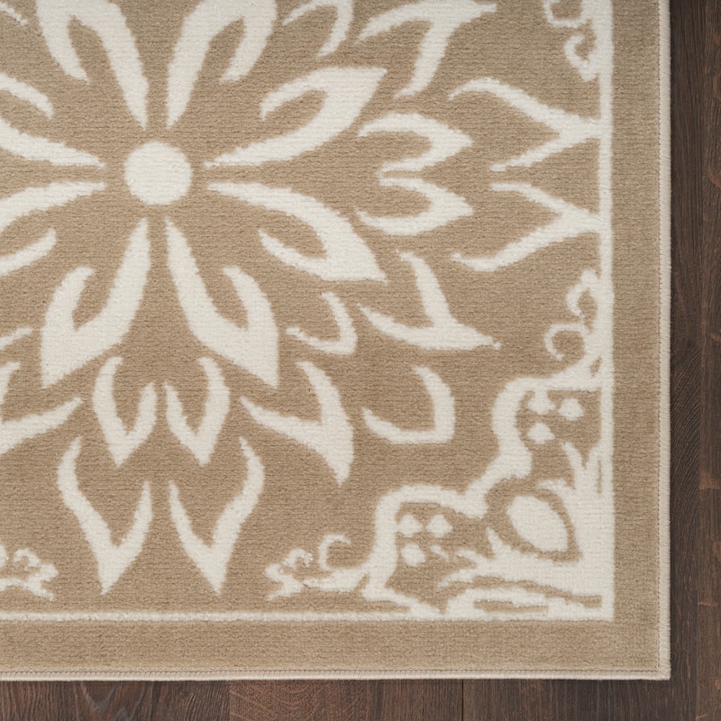 Nourison Jane Floral Medallion Indoor only Area Rug - 5' 3" x 7' 3" - Taupe