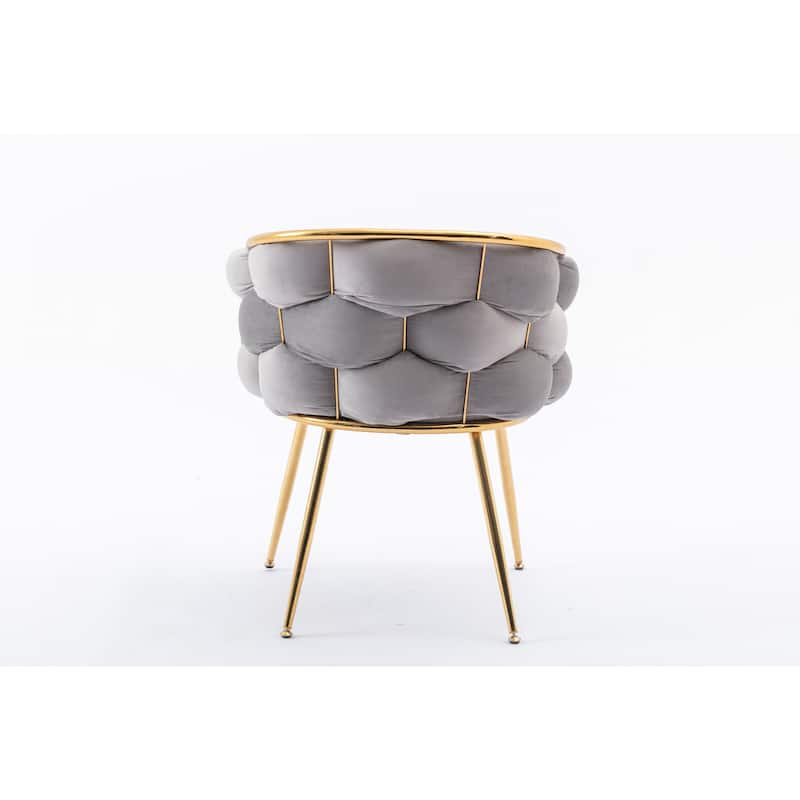 Simple Leisure Velvet Accent Chair Dresser Stool Set of 2, with Gold Metal Foot