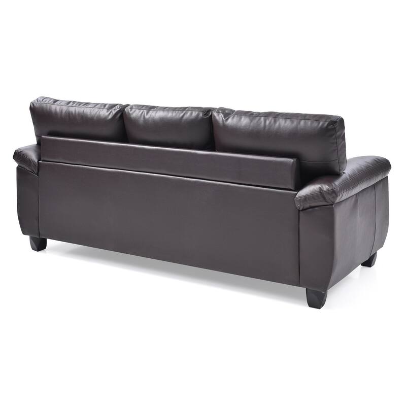 Flared Arm Faux Leather Tufted Straight Sofa - 78" - Brown
