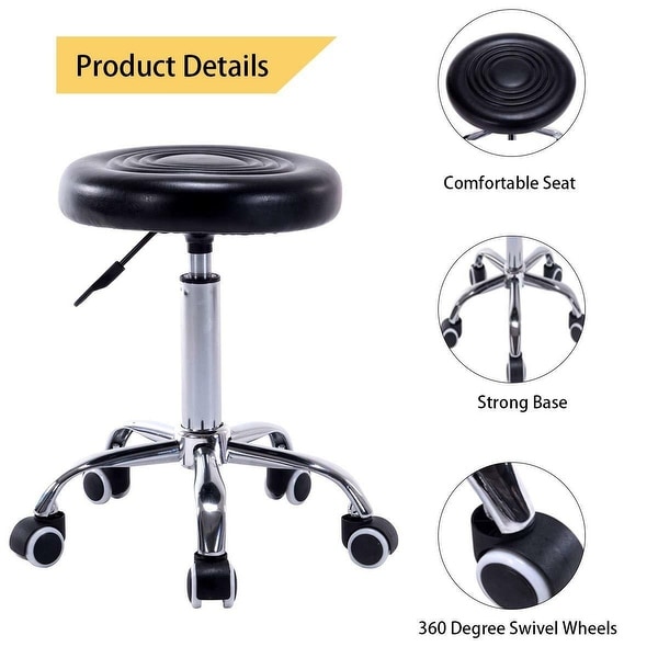 Work Stool Rolling Swivel Stool Padded Pvc Seat 5 Wheels Adjustable Height Blue
