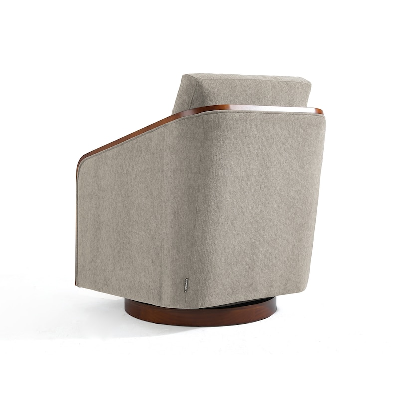 Chenille Modern 360°Swivel Barrel Chair Wood Base (Set of 2)