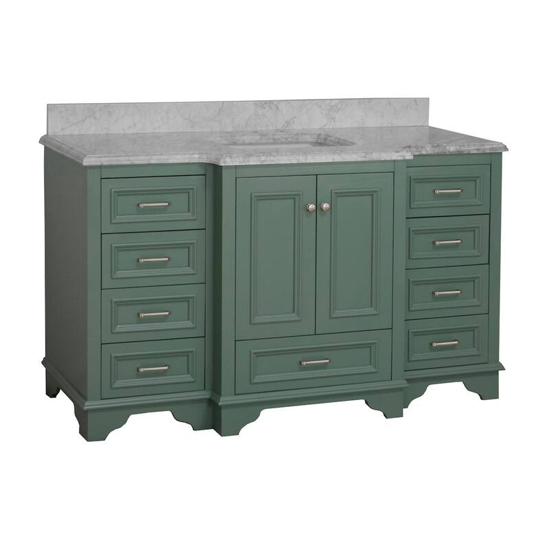 KitchenBathCollection Nantucket 60" Single Bathroom Vanity with Carrara Marble Top