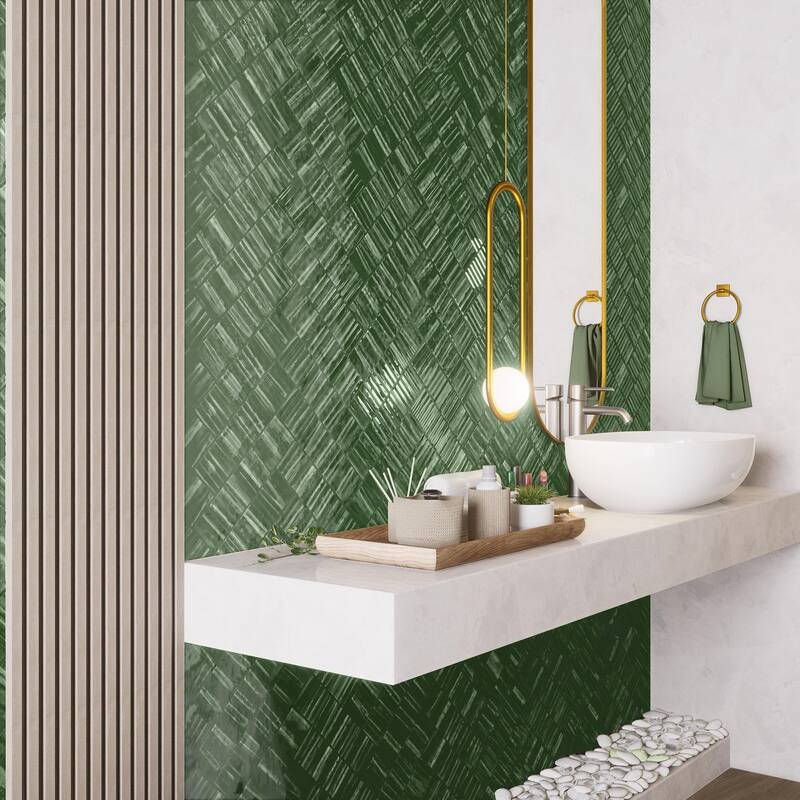 Merola Tile Joliet Prisma Jade 3" x 12" Fluted Ceramic Wall Tile