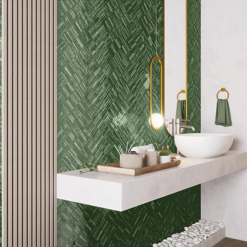 Merola Tile Joliet Prisma Jade 3" x 12" Fluted Ceramic Wall Tile