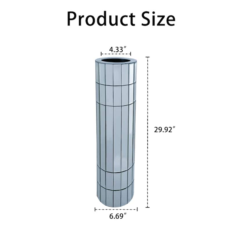 29.92"(76cm)Tall Floor Vase Mirrored Silver Round Vase for Home Decor Mirrored Glass Decorative Modern Vase Ideal