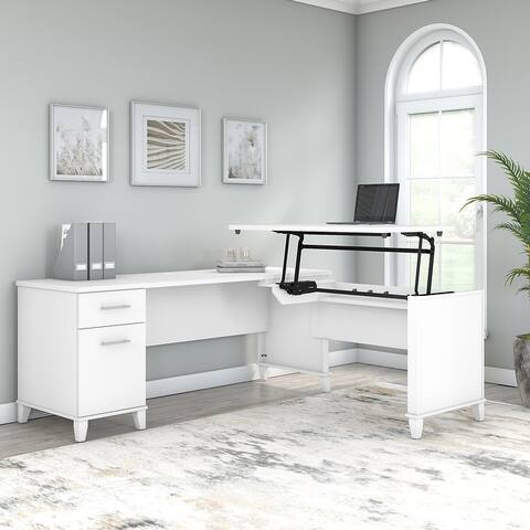Bush Somerset 72W 3 Position Sit to Stand L Shaped Desk in Ash Gray