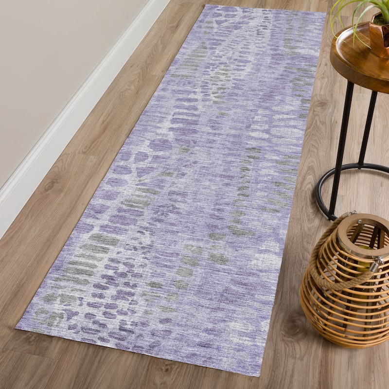 Machine Washable Indoor/ Outdoor Modern Imprints Chantille Rug