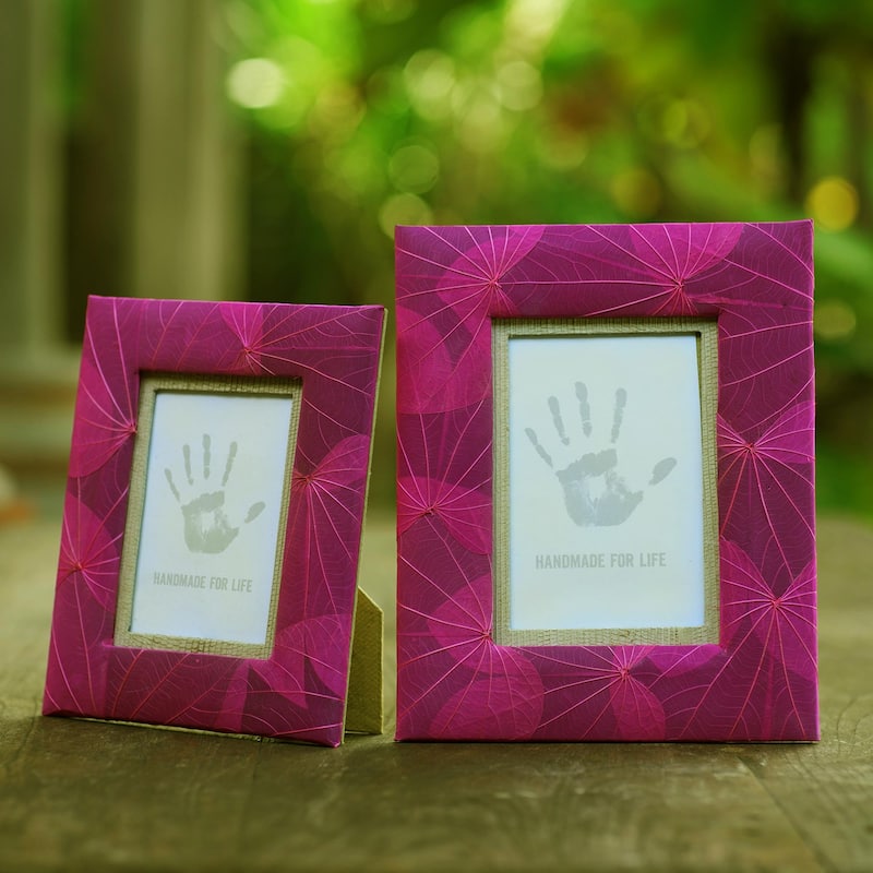 Novica Handmade Autumn Spirit In Pink Natural Fiber Photo Frames (Pair)