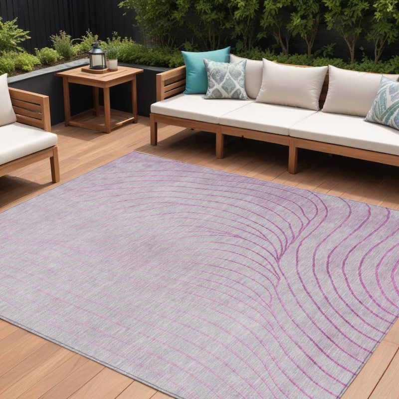 HomeRoots Abstract Transitional Rectangle Outdoor Rug - 9' X 12'